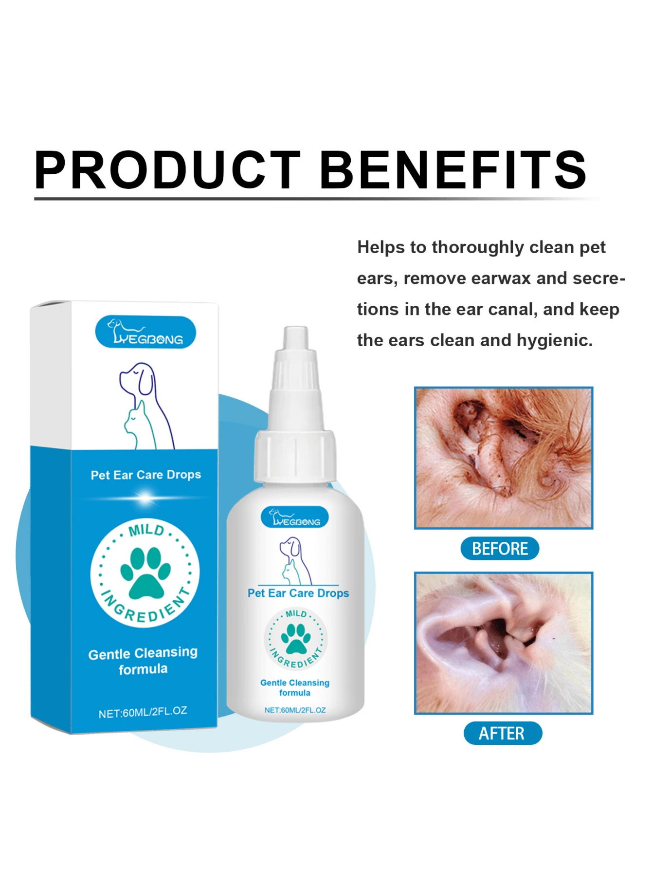 Pet Ear Care Drops Ear Cleaning And Earwax Care Drops For Dogs And Cats