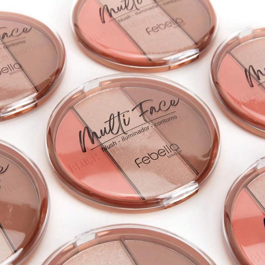 Febella Makeup 3 In 1 Multi Face Palette, Blush, Contour And Highlighter New - 彩色 - 查看 1