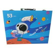 Children's Painting Case Child Pencil Case 53 Pieces Pen Paint Colored Pencil Brush Drawing Painting Fun Leisure Creativity Entertainment - 藍色 - 查看 3