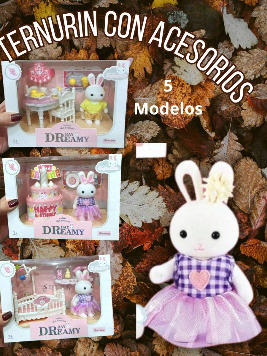 Caja de 1pz De  Ternurine Con accesorios  aterciopelados en miniatura - Blanco - Ver 1