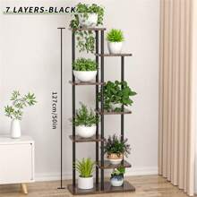 Support pour plantes d'intérieur à 7 niveaux, grand support pour plantes en métal et bois, support de fleurs d'angle pour plusieurs plantes, grand support pour plantes moderne pour l'extérieur, patio, salon, balcon, jardin, bureau