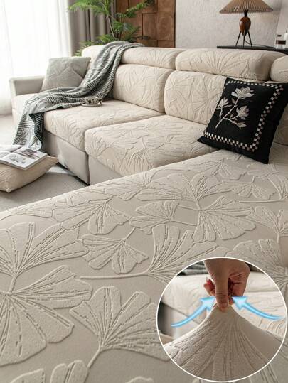 1 件羊毛提花四季防尘罩沙发垫，款式防宠物弹力沙发套，防刮纯色沙发套，适用于 L 型组合沙发和 1/2/3/4 座沙发（一件）