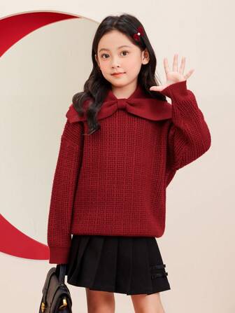 zosee كنزة صوفية محبوكة سميكة للفتاة الصغيرة، ناعمة ودافئة بتصميم الريشة، مناسبة لارتداء في رأس السنة الجديدة