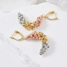 dazzdelic Set de 2 piezas: Collar y aretes tejidos a mano con cuentas geométricas de 3 colores, elaborado artesanalmente en Italia, para uso diario de las mujeres