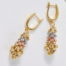 dazzdelic Set de 2 piezas: Collar y aretes tejidos a mano con cuentas geométricas de 3 colores, elaborado artesanalmente en Italia, para uso diario de las mujeres
