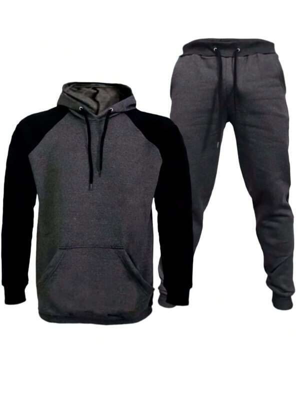 Conjunto Moletom Masculino Raglan Blusa de Frio + Calça de Abrigo com Bolso Dia dos Pais