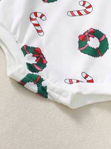 Tutine per neonati con stampa di ghirlande natalizie, body di Babbo Natale a tema natalizio per bambini da 0 a 2 anni