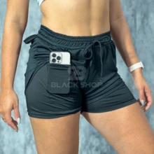 KIT 2 Women's Shorts 2 In 1 Men's Gym Bermuda Running Training With Elastane - 薰衣草薄霧色 - 查看 2