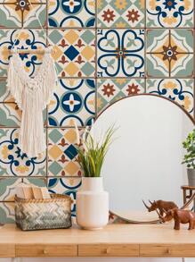 1 Roll Of 1 Pc Bohemian Style Pattern Home Decor Staircase Stickers, Thickened Waterproof Wear-Resistant Peel And Stick Removable, Can Be Used For Staircase Decor, Living Room Bedroom Decor,Counter Flooring Home Remodeling Renovation Beautification Stickers 41.73x6.97inch
