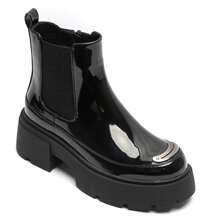 Chunky Platform Ankle Boots With Metallic Insert – Modern And Bold Style - 1697-1 Black - View 3