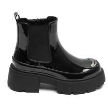 Chunky Platform Ankle Boots With Metallic Insert – Modern And Bold Style - 1697-1 Black - View 4