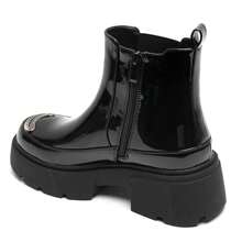 Chunky Platform Ankle Boots With Metallic Insert – Modern And Bold Style - 1697-1 Black - View 5