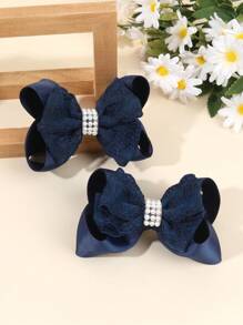 1 kẹp tóc nơ ngọc trai giả thời trang cho bé gái khi quay lại trường, kẹp tóc cá sấu bằng vải cho trẻ em, phụ kiện tóc dễ thương cho trẻ mới biết đi làm quà tặng tiệc - kẹp tóc nơ - Xem 7