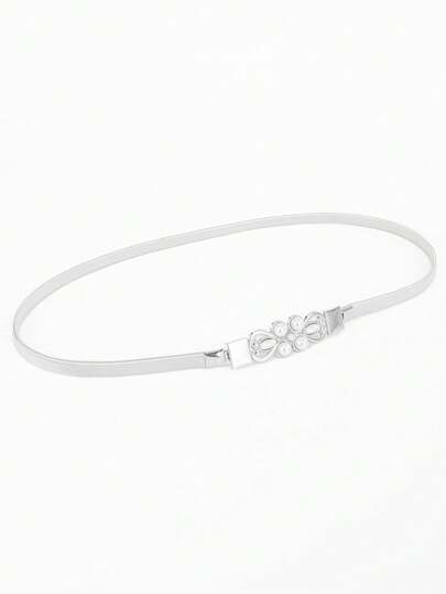 1pc Women's Elastic Waist Belt, Metal Spring Waist Chain, Versatile Dress Accessory