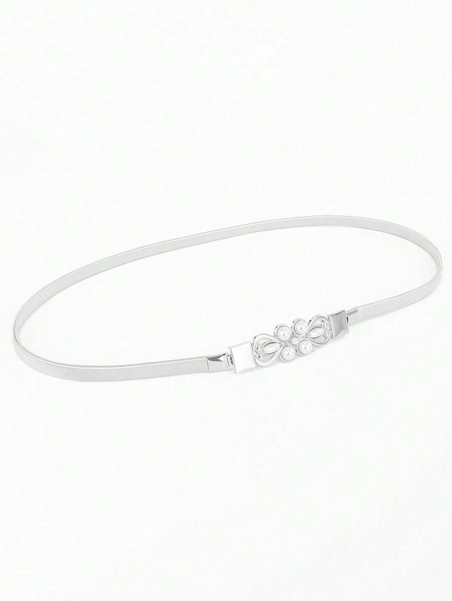 1pc Women's Elastic Waist Belt, Metal Spring Waist Chain, Versatile Dress Accessory - Metal Waist Seal - View 1