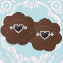 Kit 12 Nipple Piercing Heart Models Studded With Rhinestones - 銀色 - 查看 5
