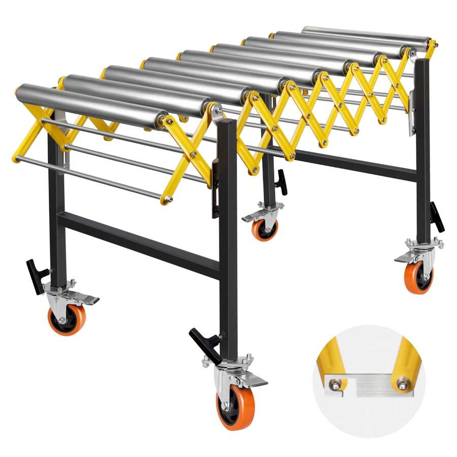 Flexible Roller Conveyor With Rollers And Brakes,Added Width 22'' Movetable Conveyor Roller, Length 23.6-50'' , 660 LBS Portable Expandable Roller Conveyor With Skate Wheels(Silver) - Silver - View 1