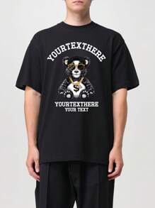 A Personalized Gift, Thanksgiving, Christmas, Custom Boyfriend Style Men's T-Shirt - Add Your Own Image (Girlfriend, Boyfriend, Family Photo, Selfie) To Design Your Own Personalized Printed T-Shirt - Black - View 2