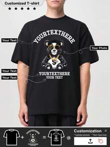 A Personalized Gift, Thanksgiving, Christmas, Custom Boyfriend Style Men's T-Shirt - Add Your Own Image (Girlfriend, Boyfriend, Family Photo, Selfie) To Design Your Own Personalized Printed T-Shirt - Black - View 1