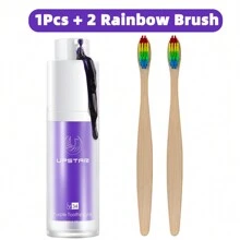 V34紫色美白牙膏30ml个人护理清洁牙膏不含氟牙科牙膏去除牙菌斑去除污渍减少发黄护理牙齿送女士礼物 - 白色 - 查看 14