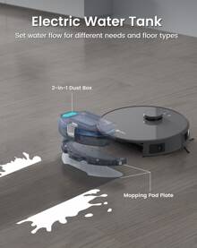 Lefant M1 Robot Vacuum Cleaner With Mop Room Mapping 4000Pa, LDS Navigation SLAM Algorithm Virtual Boundary, 32cm DIA Laser Robotic Vacuum Wi-Fi/App/Alexa Control - Grey - View 6