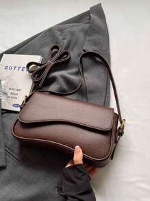 1 chiếc Túi đeo vai thời trang hợp thời trang bằng da PU màu trơn, thích hợp để đựng điện thoại và ví - Cà phê nâu - Xem 10