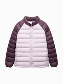 mini bala Áo khoác lông vũ chống gió có mũ trùm đầu cho bé trai, bé gái và gia đình Bộ sưu tập cổ đứng cho bé - Hồng - Xem 4