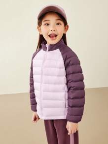 mini bala Áo khoác lông vũ chống gió có mũ trùm đầu cho bé trai, bé gái và gia đình Bộ sưu tập cổ đứng cho bé - Hồng - Xem 2