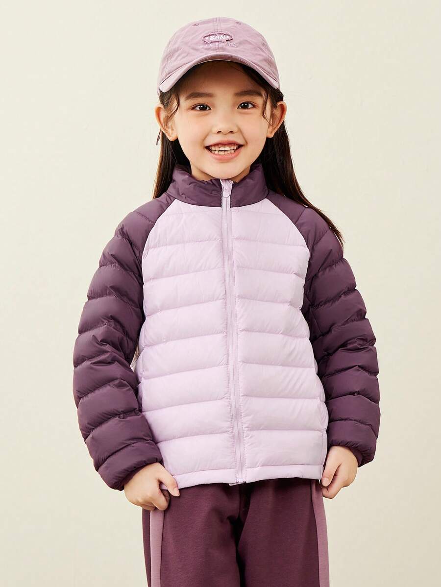 mini bala Áo khoác lông vũ chống gió có mũ trùm đầu cho bé trai, bé gái và gia đình Bộ sưu tập cổ đứng cho bé - Hồng - Xem 1