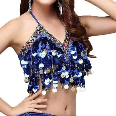 Acento de declaración con flecos de lentejuelas dinámicos, colgantes que mejoran el movimiento y adornos de cristal brillante para discotecas y festivales