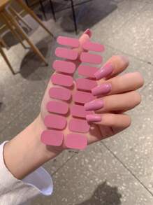 1 包彩色指甲贴纸，简约时尚全指甲贴纸，防水可移除，女士指甲贴花，易于使用，适合节日、派对、生日礼物 - 珊瑚粉 - 查看 3