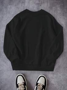 Tween-Jungen Cooles Sweatshirt mit King-Buchstaben-Muster und Rundhalsausschnitt, lässige und bequeme Herbst- und Winter-Outfits