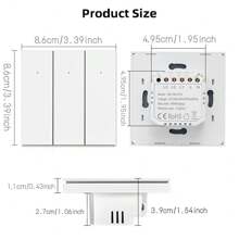 qaroota ZigBee 墙壁触摸智能灯开关 AC100-240V 需要中性线 Smart Life/Tuya 1/2/3 组 ZigBee 网关兼容 Alexa - 彩色 - 查看 8