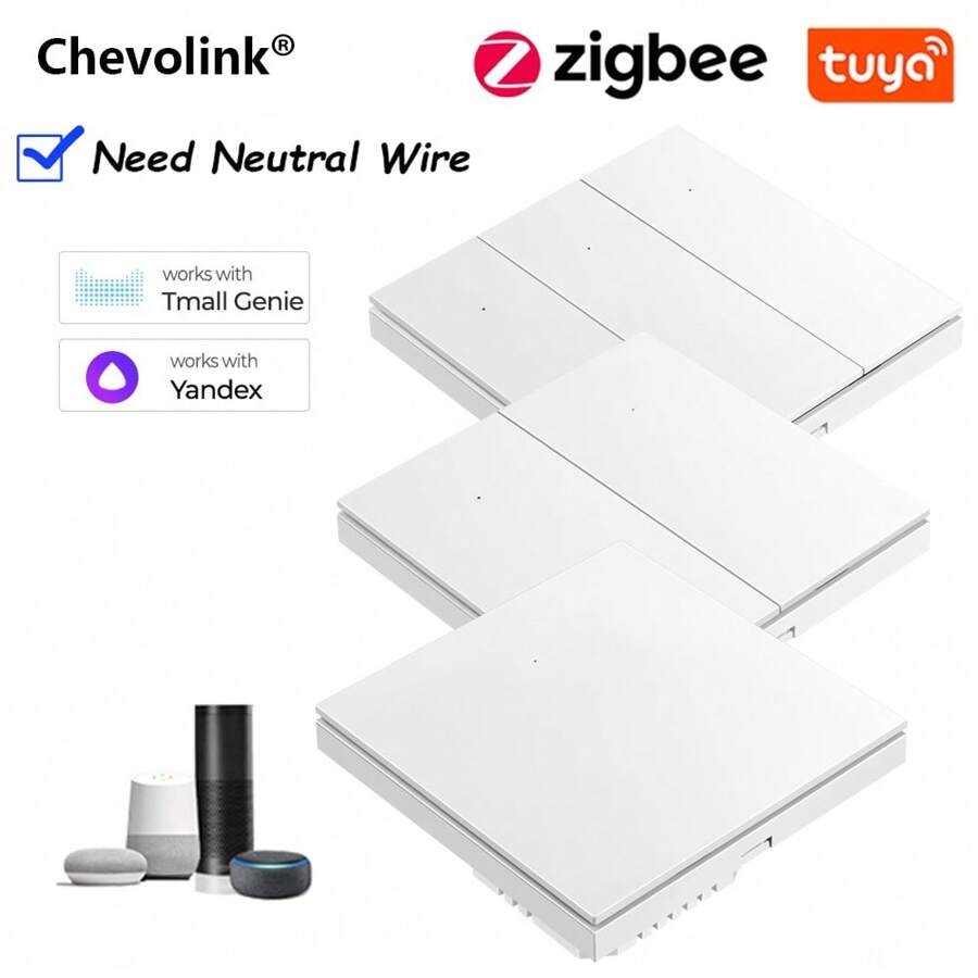 qaroota ZigBee 墙壁触摸智能灯开关 AC100-240V 需要中性线 Smart Life/Tuya 1/2/3 组 ZigBee 网关兼容 Alexa - 彩色 - 查看 1