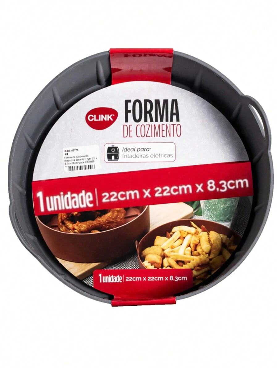 Forma Redonda de Silicone para Fritadeira Elétrica  Cinza 22cm x 8.3cm- CLINK - Cinza 22cm - Visão 1