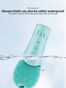 1 件装硅胶电动洁面刷、皮肤按摩仪、家用可充电毛孔清洁器 - 藍色 - 查看 4