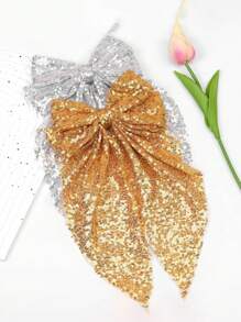 3 件大号闪光蝴蝶结发饰，适合女士女孩亮片蝴蝶结发夹，黑色/银色/金色蝴蝶结，闪亮蝴蝶结风格发饰、发夹、发夹爪夹、学校用品