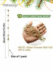 MEHELANY 100/50/10Pcs Christmas Berry Artificial Branches Christmas Tree Ornaments Fake Christmas Decorations For Home Glitter Sticks Fireplace Holiday Christmas Decorations DIY Decorations Home Table Wedding Bouquet, Garland, Wreath, Craft Accessories