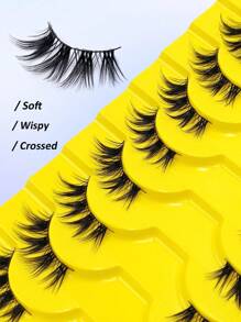 Asiteo 10 Pairs Natural Criss-Cross Cat Eye False Eyelashes, Lightweight Soft Fluffy Faux Mink Reusable Eyelashes, Suitable For Makeup And Lash Extensions - 眼尾拉長款 - 查看 5