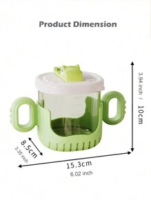 1pc Yellow Crocodile Design Baby Sippy Cup With Rounded Handle, Clear Scale And Silicone Straw - Yellow - View 4