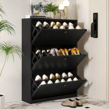 VOWNER Shoe Cabinet With 2/3/6 Flip Drawer, Freestanding Shoe Organizer With Storage & Adjustable Shelves, Shoe Rack For Entry, Hallway, Living Room, Bedroom, Gift For Halloween & Thanksgiving - Đen - 3 ngăn kéo - Xem 1