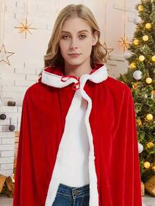 1 件红色天鹅绒连帽斗篷，圣诞表演服装，扮演圣诞老人，适合万圣节狂欢节复活节派对活动、主题派对、化妆舞会、街头游行、旅行、节日礼物 - 多色 - 查看 3