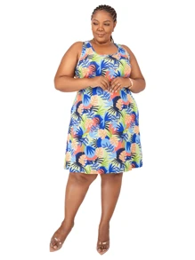Women's Plus Size Loose Dress - Light Grey - View 4