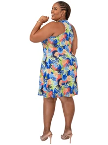 Women's Plus Size Loose Dress - Light Grey - View 3