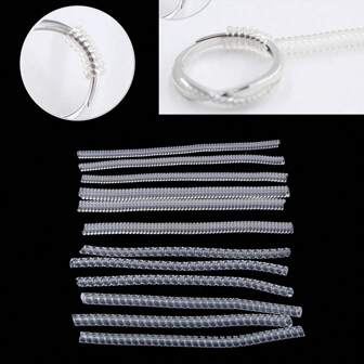 12 Packs Ring Size Adjuster Clear Ring Sizer Resizer Fit For Loose Rings Spiral Tightener Set For Loose Rings 4 Sizes
