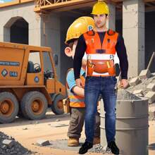 Disfraz de camiseta de obrero de construcción para hombres, disfraz para fiesta divertida - Multicolor - Ver 3