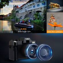NBD Digital Camera 4K 48MP Compact Camera, 3.0 Inch Ultra Clear Screen Vlogging Camera,16x Digital Zoom Video Camera, Cameras For Photography. It Is An Excellent Gift For Graduation Season, Adult Ceremony, Birthday Party, Christmas And Halloween. - Black - View 5
