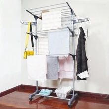 Etendoir pliable à linge vêtements, Séchoir inox sur 3 niveaux avec roulettes, Séchage pour Usage Intérieur 72x56x152 cm, Cadeau pour homme femme Noël, Nouvel An, Festivals