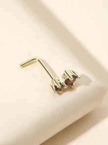 1 件 14K 镀金简约水钻鼻钉，适合女性日常佩戴 - 金色 - 查看 2