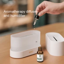 Aroma Diffuser Air Humidifier Ultrasonic Cool Mist Maker Fogger Led Essential Oil Flame Lamp Difusor 3D Simulation Flame Aromatherapy Machine USB Home Fragrance Small Appliances Desktop Colorful Flame Humidifier - Flame - View 8